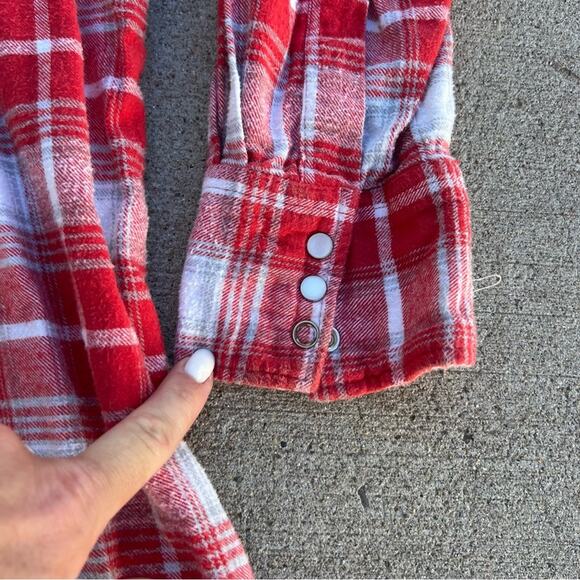 Vintage Karman Red White Plaid Flannel Pearl Snap Western Shirt XXL - Picture 4 of 7